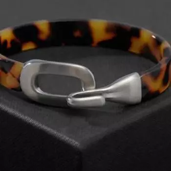 Браслет пластик "Сафари" леопард, застёжка, цвет тёмно-коричневый ,d=6,5см