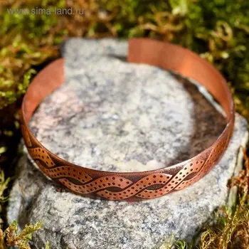 Браслет "Плетёнка", пластинчатый, узкий, медь