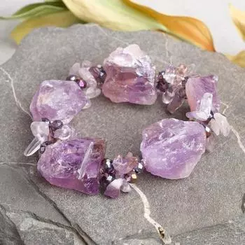 Браслет ручная работа «Аметист» галтовка необработанная, d=5,5 см