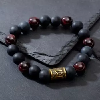 Браслет рунический "Эваз" шар №10 "МИКС камней"