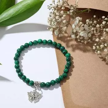 Браслет с подвеской МИКС шар №6 "Малахит"