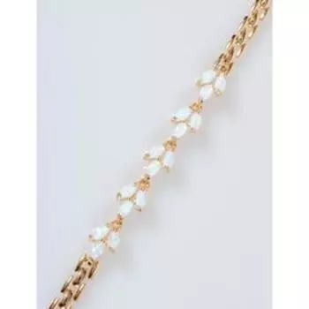 Браслет с японским опалом "Рис", позолота с родированием