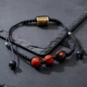 Браслет-шамбала рунический "Лагуз" шар №10 "МИКС камней"