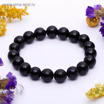 Браслет шар №10 "Агат чёрный", 8,5 см