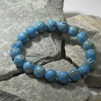 Браслет шар №10 "Варисцит", цвет голубой