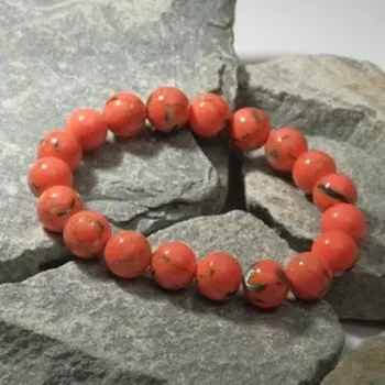 Браслет шар №10 "Варисцит", цвет оранжевый
