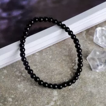 Браслет шар №4 "Агат чёрный"