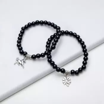 Браслет с подвеской МИКС шар №6 «Агат чёрный», 5,5 см