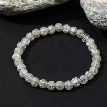 Браслет шар №6 "Кварц сахарный", цвет серый