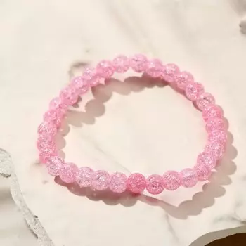 Браслет шар №6 "Кварц сахарный", светло-розовый