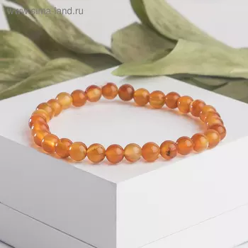 Браслет шар №6 "Сердолик", цвет оранжевый ,d=5,2см