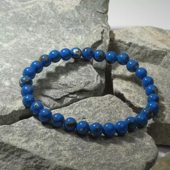 Браслет шар №6 "Варисцит", цвет синий