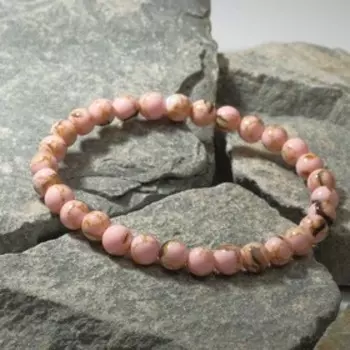 Браслет шар №6 "Варисцит", цвет светло-розовый