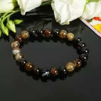 Браслет шар №8 "Агат коричневый" ,d=8см