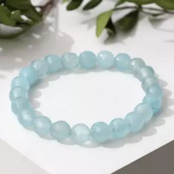 Браслет шар №8 гранёный «Агат» под аквамарин, 5,5 см