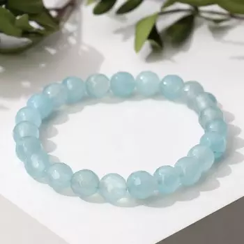 Браслет шар №8 гранёный «Агат» под аквамарин, 5,5 см