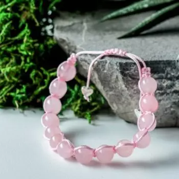 Браслет шар №8 «Кварц розовый» шамбала, d=6 см