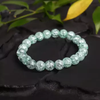 Браслет шар №8 "Кварц сахарный", цвет зелёный