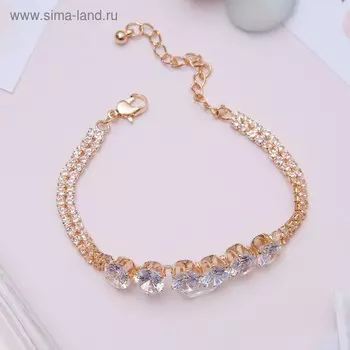 Браслет со стразами «Циркон» изыск, дорожка, цвет белый в золоте, 15см