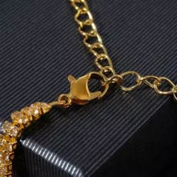 Браслет со стразами: "Циркон" изыск, дуга, цвет белый в золоте, L=15см