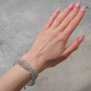 Браслет со стразами «Голливуд» переплетение, белый в серебре, 20 см