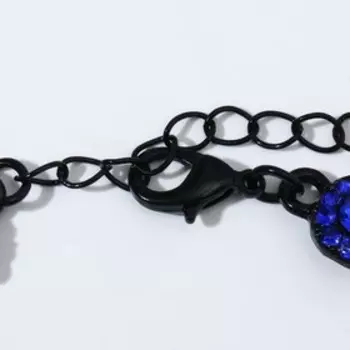 Браслет со стразами "Вечерний" мадам, цвет синий в чёрном металле