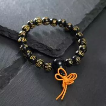 Браслет "Тибетский браслет с мантрой" 8мм, цвет чёрный