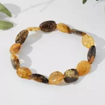 Браслет "Янтарь" галька вдоль, цвет зелёный