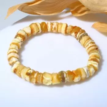 Браслет "Янтарь" лечебный, шайбы, цвет светло-коричневый, 16 размер