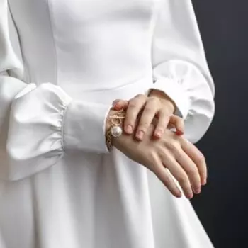 Браслет жемчуг "Цепь" речной, цвет белый в золоте ,L=16см