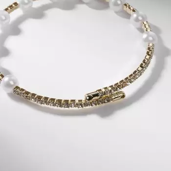 Браслет жемчуг «Ноэль» шар №4, цвет белый в золоте, d=6 см