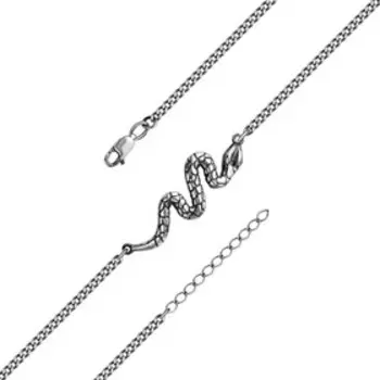 Браслет "Змея" изогнутая, посеребрение с оксидированием