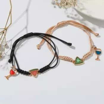 Браслеты "Неразлучники" арбузы с бокалами, цветные