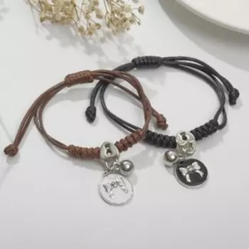 Браслеты "Неразлучники" бантики в круге, с замочком-сердцем, цветные