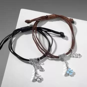 Браслеты "Неразлучники" цветочки, цветные, L=12,5 см