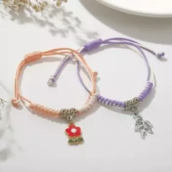 Браслеты «Неразлучники» цветок с веточкой, цветные, 8 см