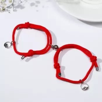 Браслеты «Неразлучники» на магнитах, земля и воздух, цвет красный, 7 см