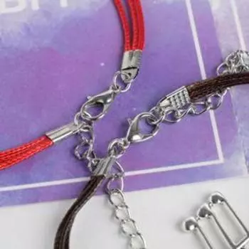 Браслеты "Неразлучники" ноты, цвет красно-коричневый,L=17см