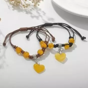 Браслеты «Неразлучники» сердца с бусинами, цветные, 6 см