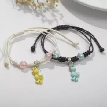 Браслеты "Неразлучники" утята с цветочками, цветные, 7см