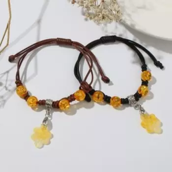 Браслеты "Неразлучники" узел с бусинами, цветные, 6см