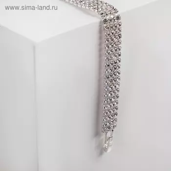 Браслет со стразами «Сияй» четыре ряда, цвет белый в серебре, 18 см