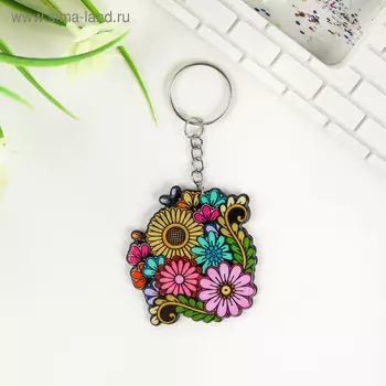 Брелок акрил "Букет цветов" 5,3х5,5 см