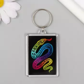 Брелок акрил "Неоновая змея" 3,5х5 см