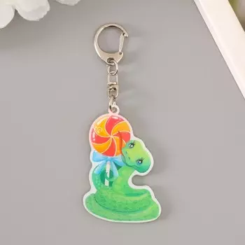 Брелок для ключей на карабине «Змеёныш с леденцом», акрил, 64.1 см