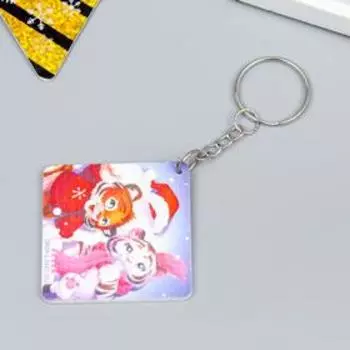 Брелок дерево "Парочка тигрят - белый и рыжий" 4,5х4,5 см