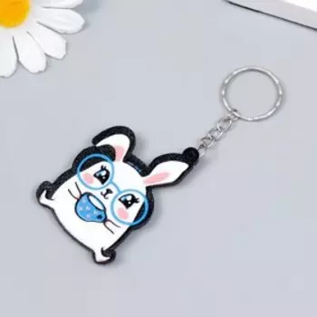 Брелок EVA "Зайчонок в очках, с кружечкой" 5,5х4 см