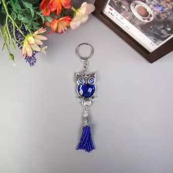 Брелок глазки "Сова со стразой" с кисточкой 12,5х1х3 см