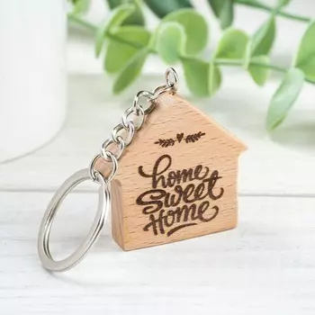 Брелок "Home sweet home", 4,1х4 см, бук