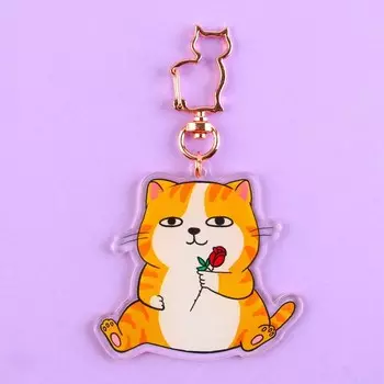 Брелок для ключей акриловый «Котик», 6 х 5,4 см